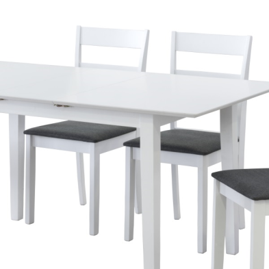 Mesa de comedor extensible Vegas de 55 pulgadas, color blanco, grado  comercial