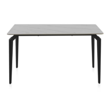 MESA CERAMICA BLANCA CON PATAS METAL NEGRA 140X80